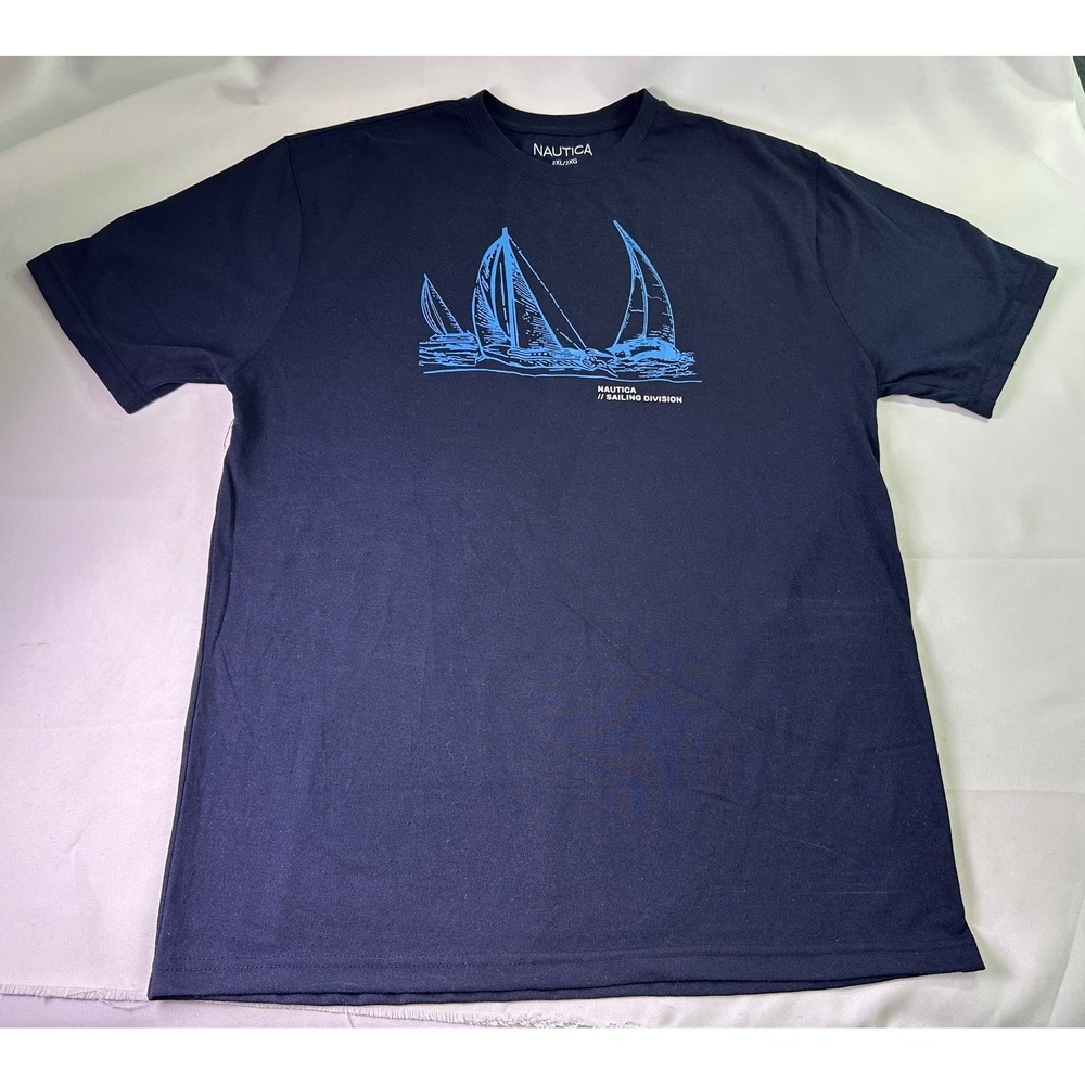 Nautica Sailing Division Shirt Mens 2XL Navy Blue Graphic Tee Yacht Club Coastal - Picture 2 of 8